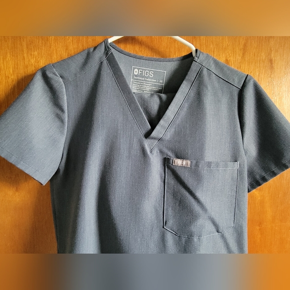 Figs Catarina Scrub Top XS Heather Denim - Picture 4 of 8